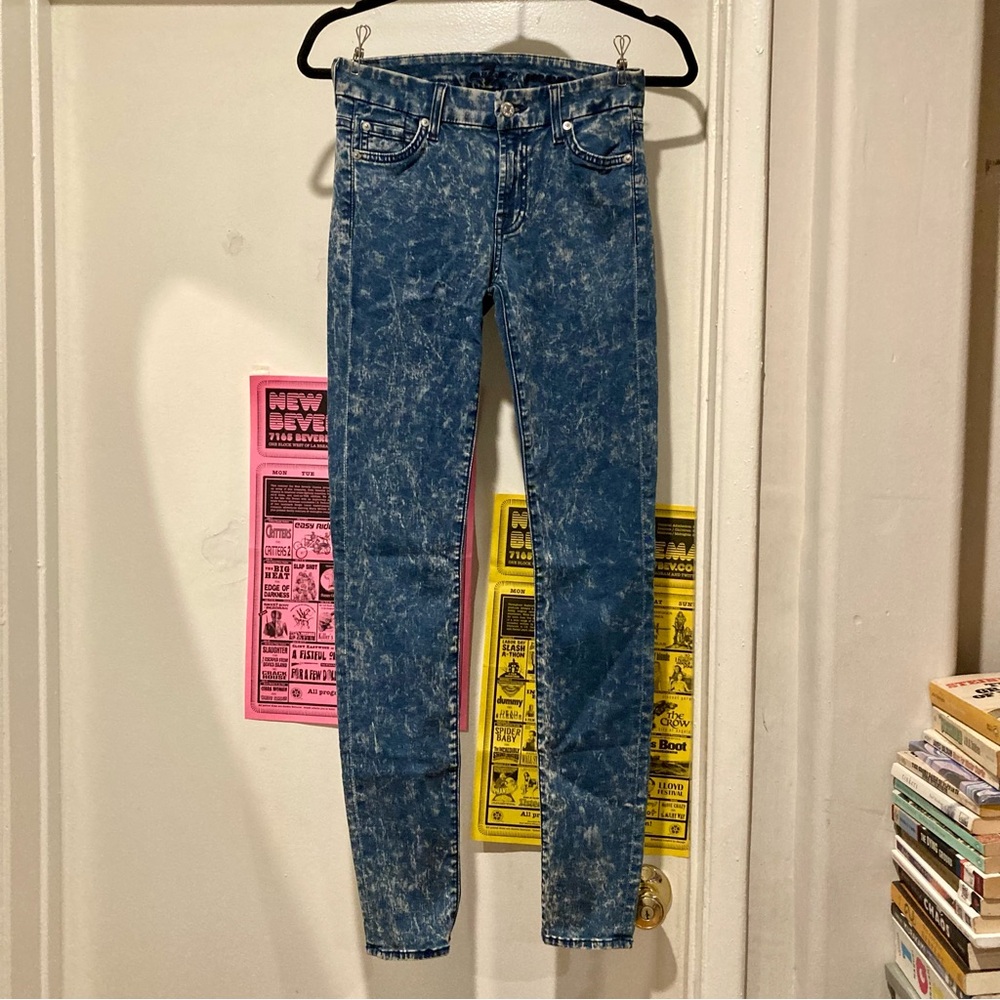 7 For All Mankind 7FAM Gwenevere Acid Wash Retro Skinny Jeans Low Rise